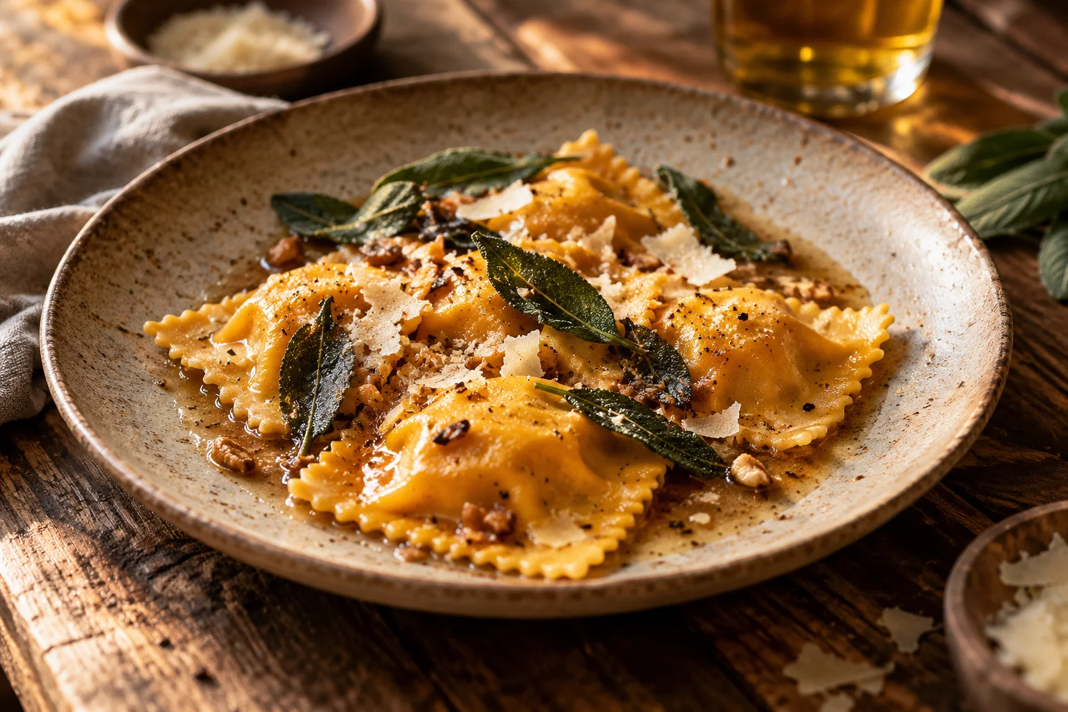 Ravioli de temporada. Referencia visual de Foto gastronómica.