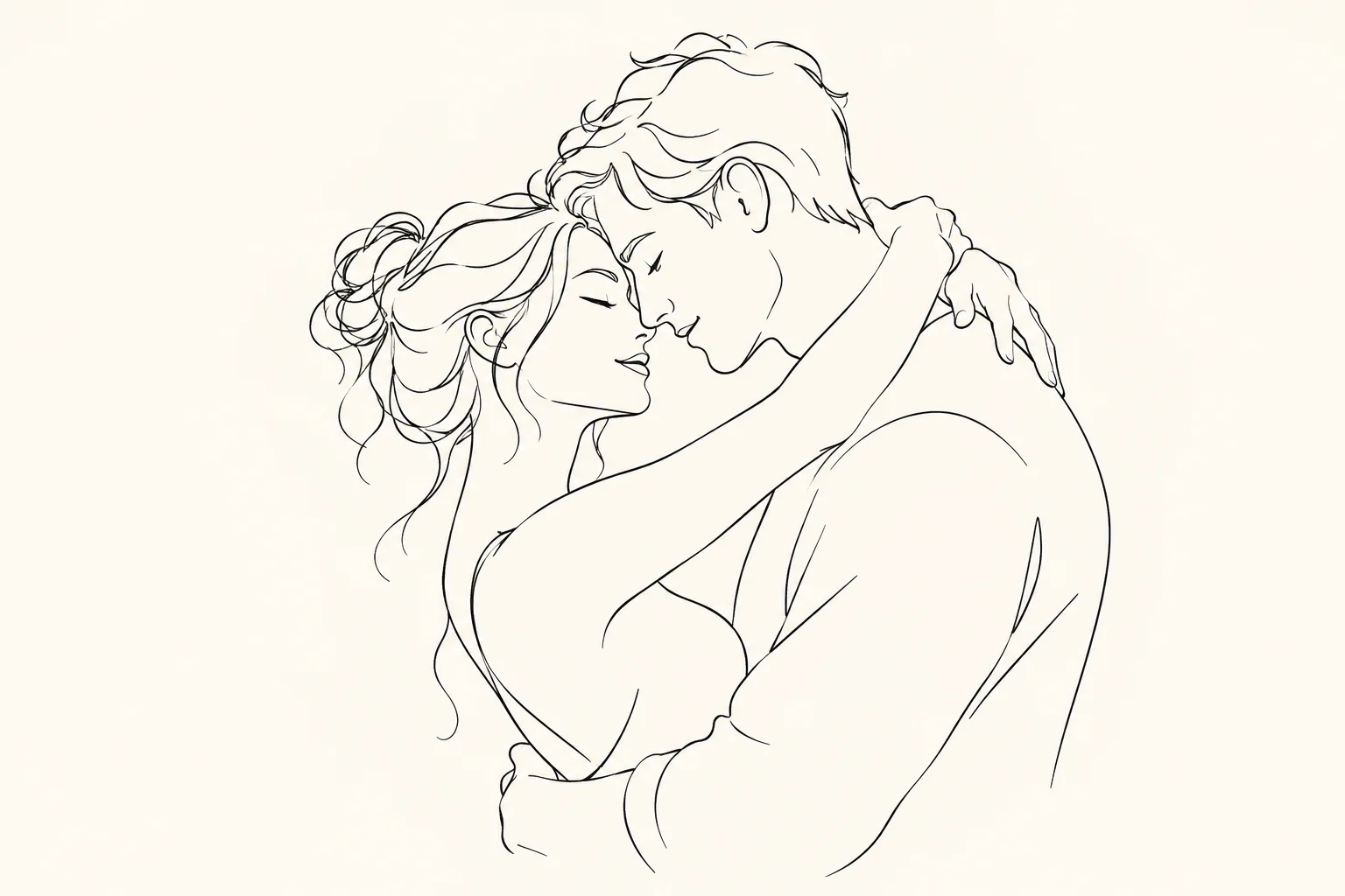 Un abrazo en pocas líneas. Referencia visual de Línea minimalista.