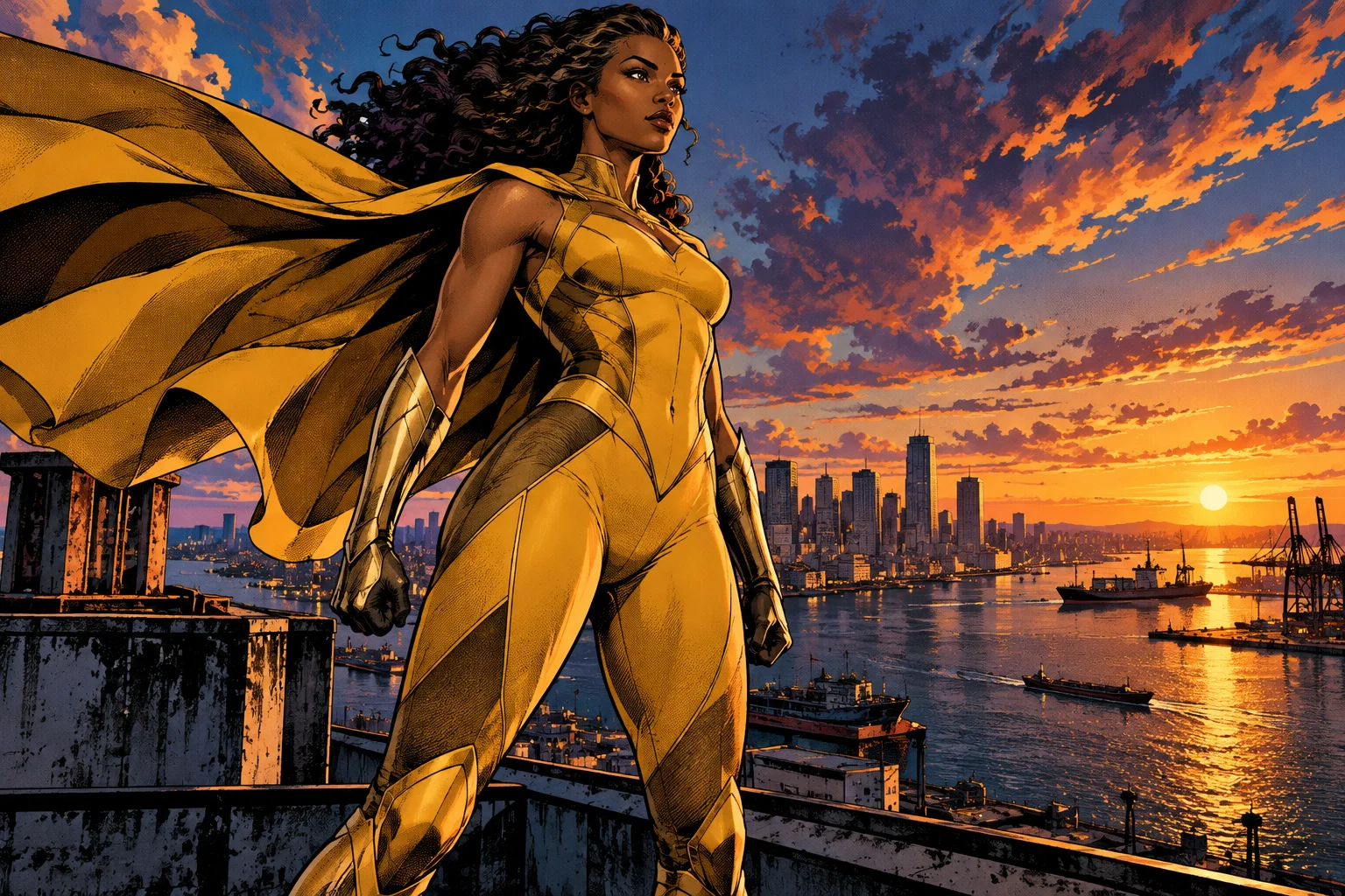 La heroína del puerto. Referencia visual de Cómic Marvel.